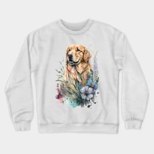 Pet Dog Portrait, Dog Owner Gift Idea, Cute Golden Retriever Watercolor Dog Portrait Crewneck Sweatshirt